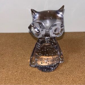 Clear Glass Owl Figurine 4 Inch